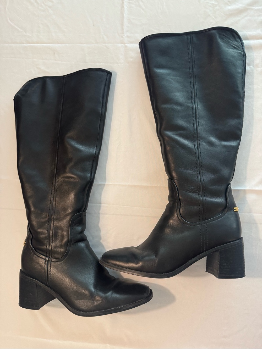 Naturalizer Black Leather Over-the-Knee Block Heel Riding Boots Wide Calf